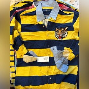 BNWT POLO RALPH LAUREN STRIPED BUTTON DOWN WITH TIGER SIZE M